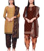 Salwar Studio Women's Pack of 2 Synthetic Printed Unstitched Dress Material Combo