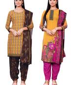 Salwar Studio Women's Pack of 2 Synthetic Printed Unstitched Dress Material Combo