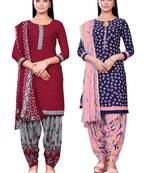 Salwar Studio Women's Pack of 2 Synthetic Printed Unstitched Dress Material Combo