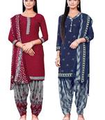 Salwar Studio Women's Pack of 2 Synthetic Printed Unstitched Dress Material Combo