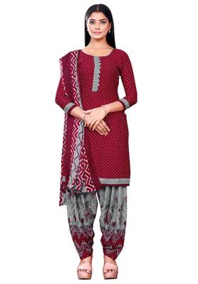 Salwar Studio Women's Pack of 2 Synthetic Printed Unstitched Dress Material Combo 2