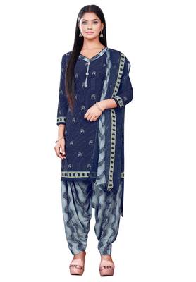 Salwar Studio Women's Pack of 2 Synthetic Printed Unstitched Dress Material Combo 3