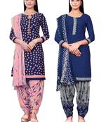 Salwar Studio Women's Pack of 2 Synthetic Printed Unstitched Dress Material Combo