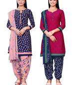 Salwar Studio Women's Pack of 2 Synthetic Printed Unstitched Dress Material Combo