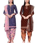 Salwar Studio Women's Pack of 2 Synthetic Printed Unstitched Dress Material Combo