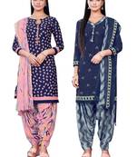 Salwar Studio Women's Pack of 2 Synthetic Printed Unstitched Dress Material Combo