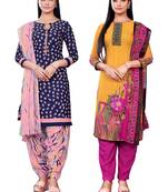 Salwar Studio Women's Pack of 2 Synthetic Printed Unstitched Dress Material Combo