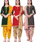 Salwar Studio Women's Pack of 3 Synthetic Printed Unstitched Dress Material Combo
