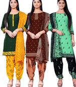 Salwar Studio Women's Pack of 3 Synthetic Printed Unstitched Dress Material Combo