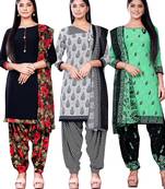 Salwar Studio Women's Pack of 3 Synthetic Printed Unstitched Dress Material Combo