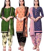 Salwar Studio Women's Pack of 3 Synthetic Printed Unstitched Dress Material Combo