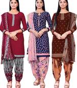 Salwar Studio Women's Pack of 3 Synthetic Printed Unstitched Dress Material Combo