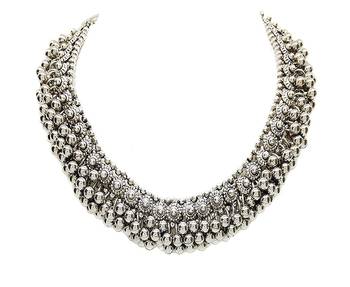 Traditional German Silver Necklace Boho Designer Oxidized German Silver Plated Choker Necklace Set for Girls & Women 2