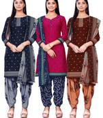 Salwar Studio Women's Pack of 3 Synthetic Printed Unstitched Dress Material Combo