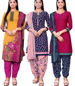 Salwar Studio Women's Pack of 3 Synthetic Printed Unstitched Dress Material Combo