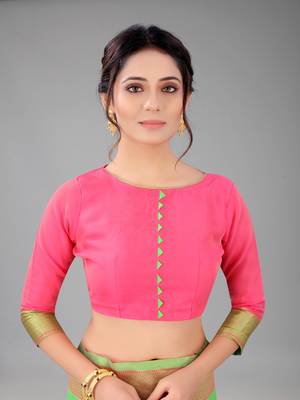 Light green woven cotton silk saree with blouse 5