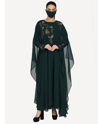 Green Occasion Wear Modest Garment With Handwork Embellishments With A Matching Hijab 1