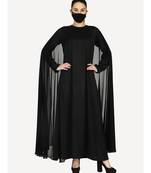 Black Dress With Attached Georgette Cape and Stonework With A Matching Hijab