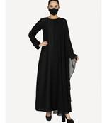 Black Dress With Attached Georgette Cape and Stonework With A Matching Hijab