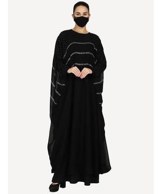 Dual Layer-Black Dress With Stonework With A Matching Hijab 1