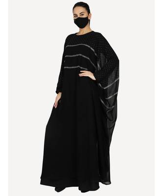 Dual Layer-Black Dress With Stonework With A Matching Hijab 3