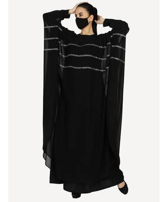 Dual Layer-Black Dress With Stonework With A Matching Hijab 5