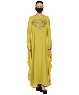 Dual Layer-Occasion Wear Kaftan With Premium Rhinestone work With An Inner Abaya and A Matching Hijab 1