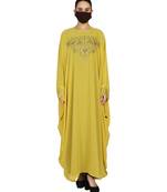 Dual Layer-Occasion Wear Kaftan With Premium Rhinestone work With An Inner Abaya and A Matching Hijab