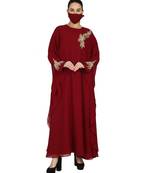 Maroon Occasion Wear Modest Garment With Handwork Embellishments With A Matching Hijab
