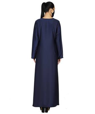Blue Occasion Wear Modest Garment With Handwork Embellishments With A Matching Hijab 4