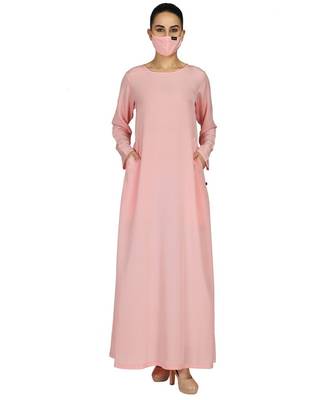Pink Dual Layer-Occasion Wear Kaftan With Premium Rhinestone work With An Inner Abaya and A Matching Hijab 1