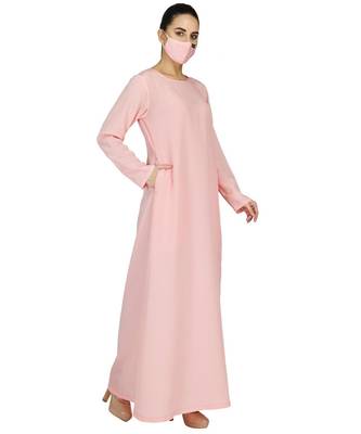 Pink Dual Layer-Occasion Wear Kaftan With Premium Rhinestone work With An Inner Abaya and A Matching Hijab 2