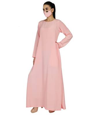 Pink Dual Layer-Occasion Wear Kaftan With Premium Rhinestone work With An Inner Abaya and A Matching Hijab 3