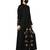 Black Front Open Abaya Like Dress With Floral Handwork Embellishments With A Matching Hijab