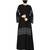 Black Front Open Abaya Like Dress With  Designer Sleeves And Stonework With A Matching Hijab