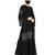 Black Front Open Abaya Like Dress With  Designer Sleeves And Stonework With A Matching Hijab