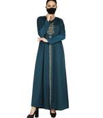 Teal Occasion Wear Modest Garment With Handwork Embellishments With A Matching Hijab