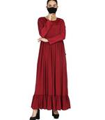 Red Modest Dress With Gather And Frills With A Matching Hijab