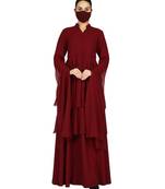 Maroon Very Pretty- Modern Yet Modest Garment With Multiple Layers  With Designer Sleeves