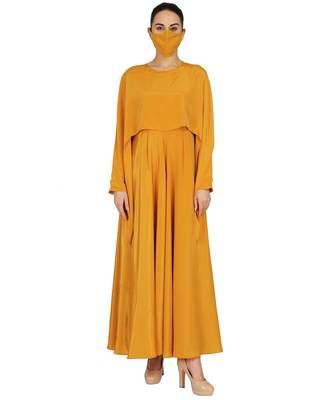 Yellow Dual Layer- Dress With Attached Cape Comes With Matching Mask 1