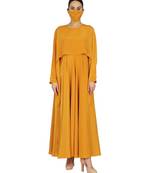 Yellow Dual Layer- Dress With Attached Cape Comes With Matching Mask