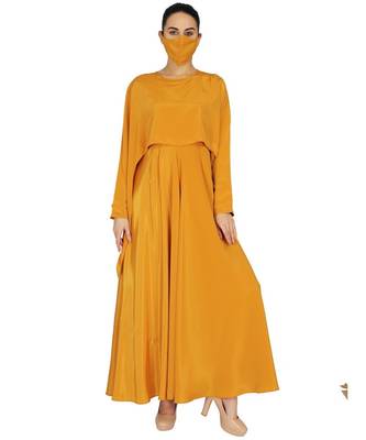 Yellow Dual Layer- Dress With Attached Cape Comes With Matching Mask 2