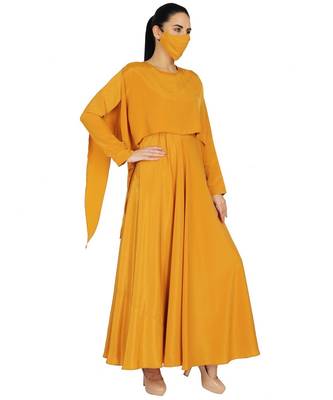 Yellow Dual Layer- Dress With Attached Cape Comes With Matching Mask 3