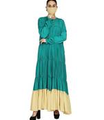 Green Designer Dress With Elasticated Body And Sleeves