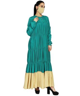 Green Designer Dress With Elasticated Body And Sleeves 2