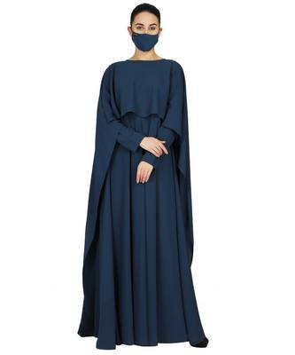 Teal Princes Abaya Dress In Dual Layer with a Matching Hijab 1