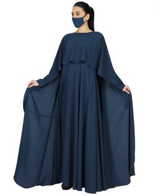 Teal Princes Abaya Dress In Dual Layer with a Matching Hijab 3