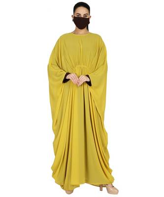 Yellow Dual Layer Kaftan Dress With A Matching Hijab And An Inner Abaya 1