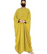 Yellow Dual Layer Kaftan Dress With A Matching Hijab And An Inner Abaya