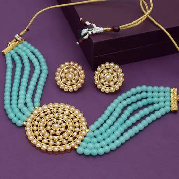 Gold Plated Latest Choker Design Traditional Stylish Fancy Pearl Necklace Jewellery Set for Women 2